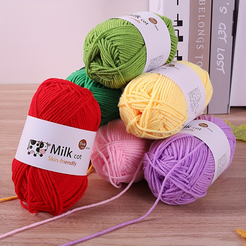 

Assorted Colors Milk Cotton Yarn 150g/ball, Medium Worsted Yarn For Knitting Crocheting Sweaters Hats Scarves Toys Flowers