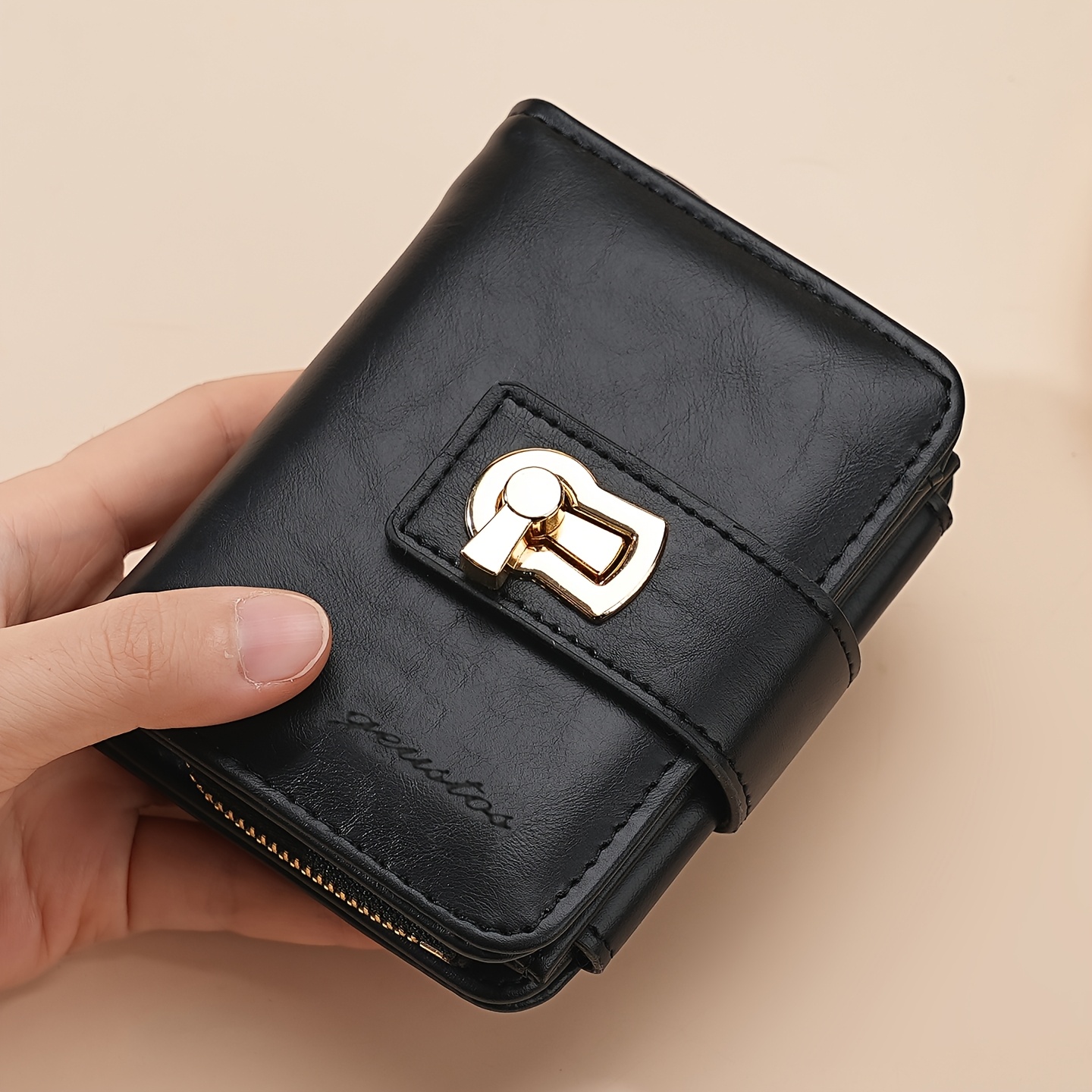 Image of New Women's Short Soft Multi-functional Wallet With Multiple Card Slots, Id Window, Coin Purse, Large Capacity, Snap Closure, Trendy Wallet