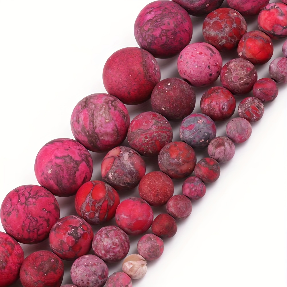 

Natural Stone Beads, Assorted Sizes 4/6/8/10mm, Purple Red Howlite Round Beads For Jewelry Making, Matte Finish, Diy Bracelet Components, 15'' Strand