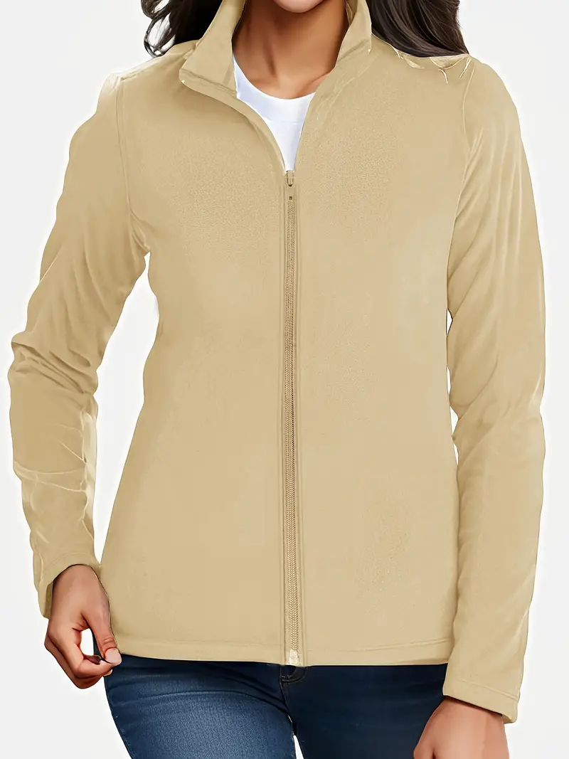 Lapel Neck Zip Up Jacket (Color : Apricot, Size : Large) : :  Clothing, Shoes & Accessories