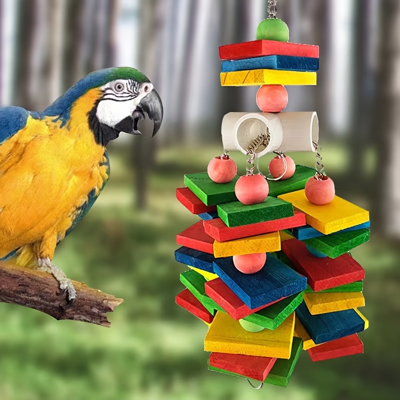 

Creative, Wooden Parrot Chew Toy - Interactive Puzzle Bird Cage Accessory For Large, Medium & Small Birds