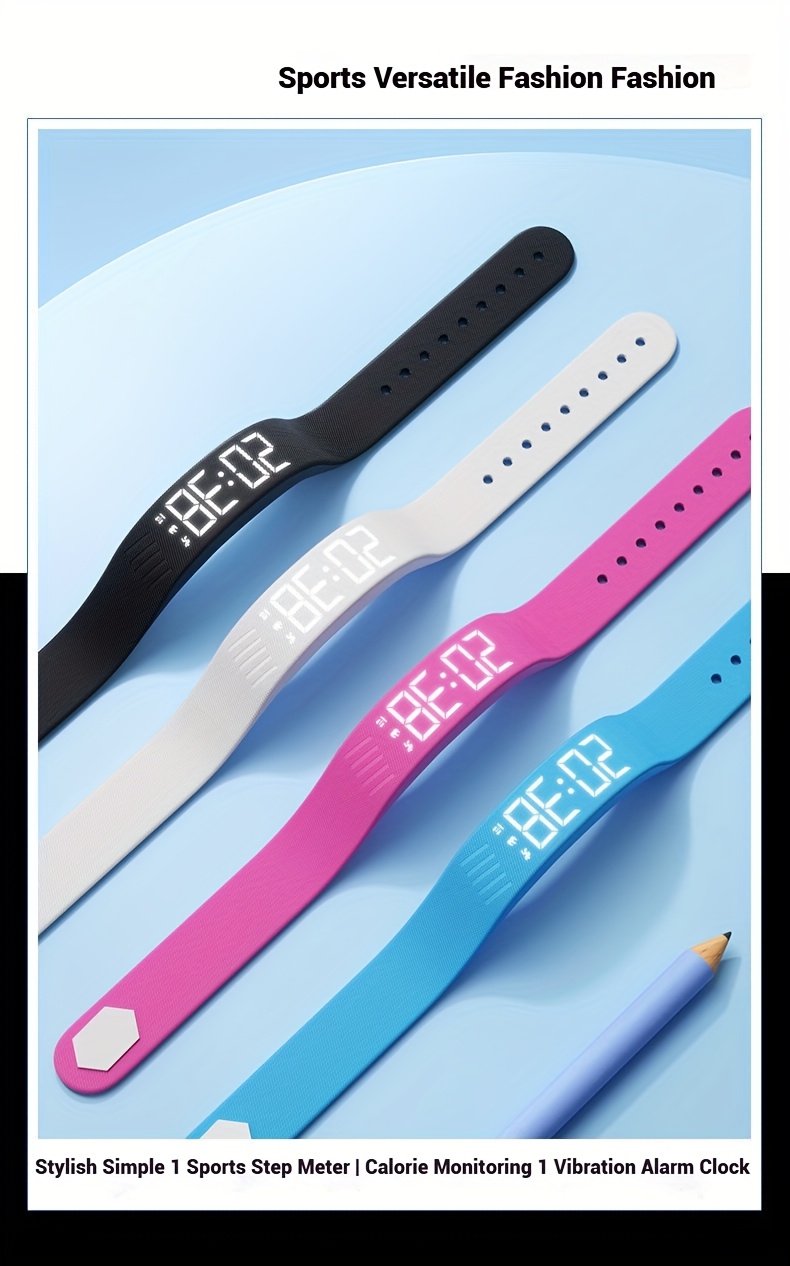 Montre Connectée Mince et Intelligente avec Compteur de Pas, Compteur de Calories & Réveil - Montre Numérique USB pour Étudiants, Podomètre, Chronomètre, Bracelet Souple (Compatible avec /, Non) - Idéale pour le Sport et le Quotidien