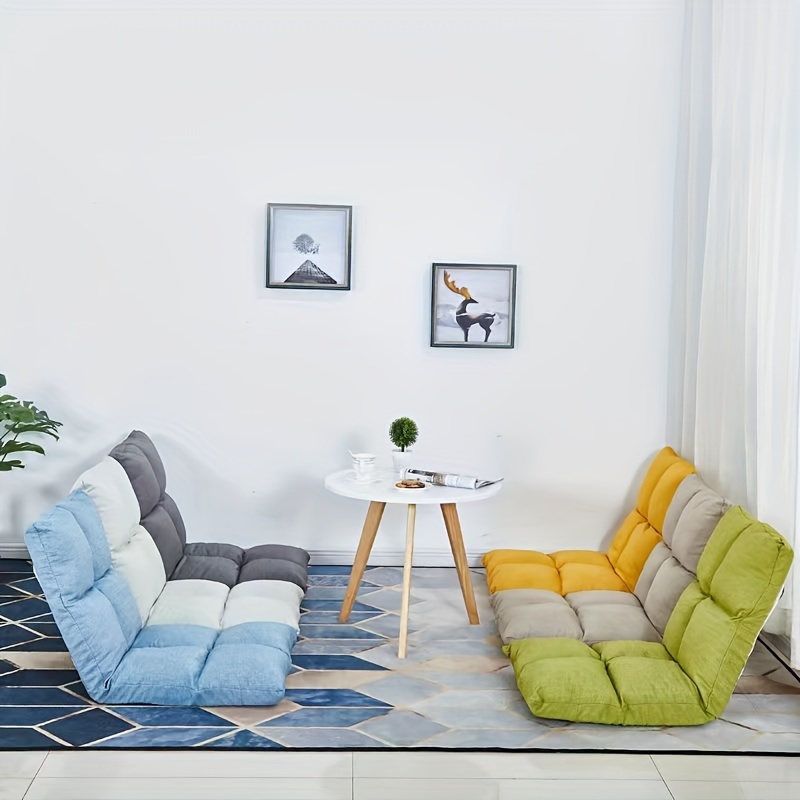 ergonomic floor chair with 5 adjustable   strong load bearing foldable lazy sofa for living room bedroom white linen fabric comfortable seating for reading relaxing no   versatile seating modern furniture   3