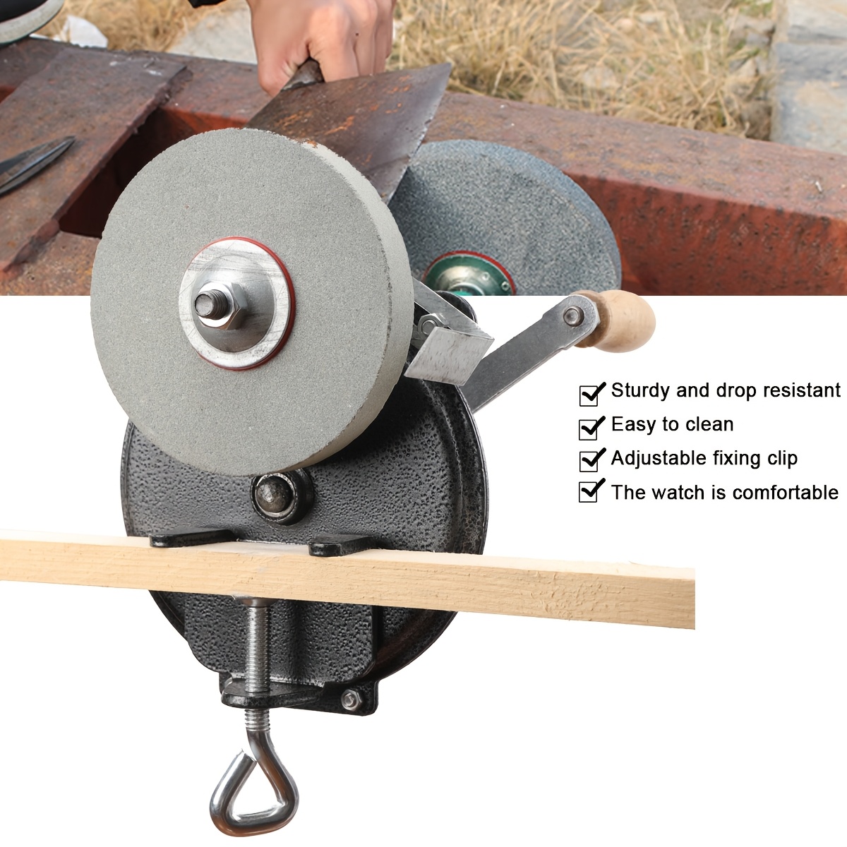 Image of Manual Grinding Wheel Holder For A 6-inch Stone Grinder Polisher Sander, Ideal For Crafts And Hand-cranked Polishing