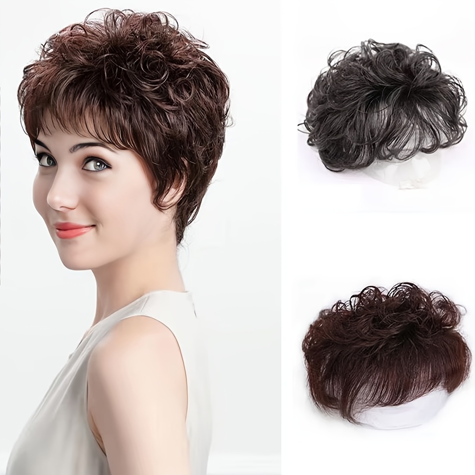 

Curly Wave Hair Topper With Bangs For Women - Synthetic, Clip-in Piece For Thinning Hair