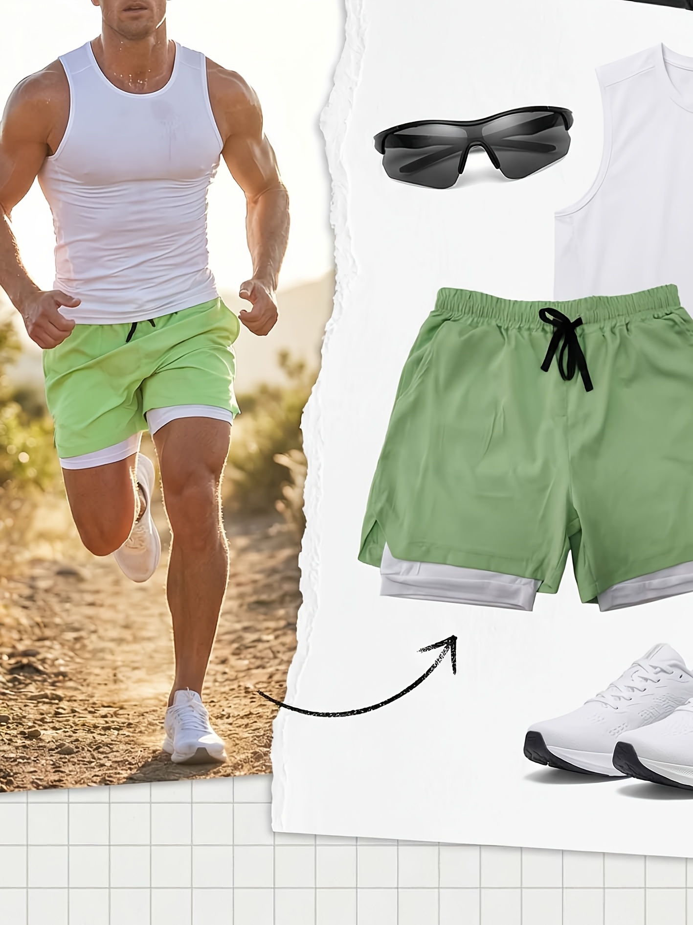 Men's New Summer Quick-Dry Sports Shorts with Split Hem, Double-Layer Fashion Design, Beachwear for Summer Seaside Travel, Comfortable Fabric, Drawstring, Gym Double-Layer Phone Shorts, Daily Wear, Valentine's Day Gift