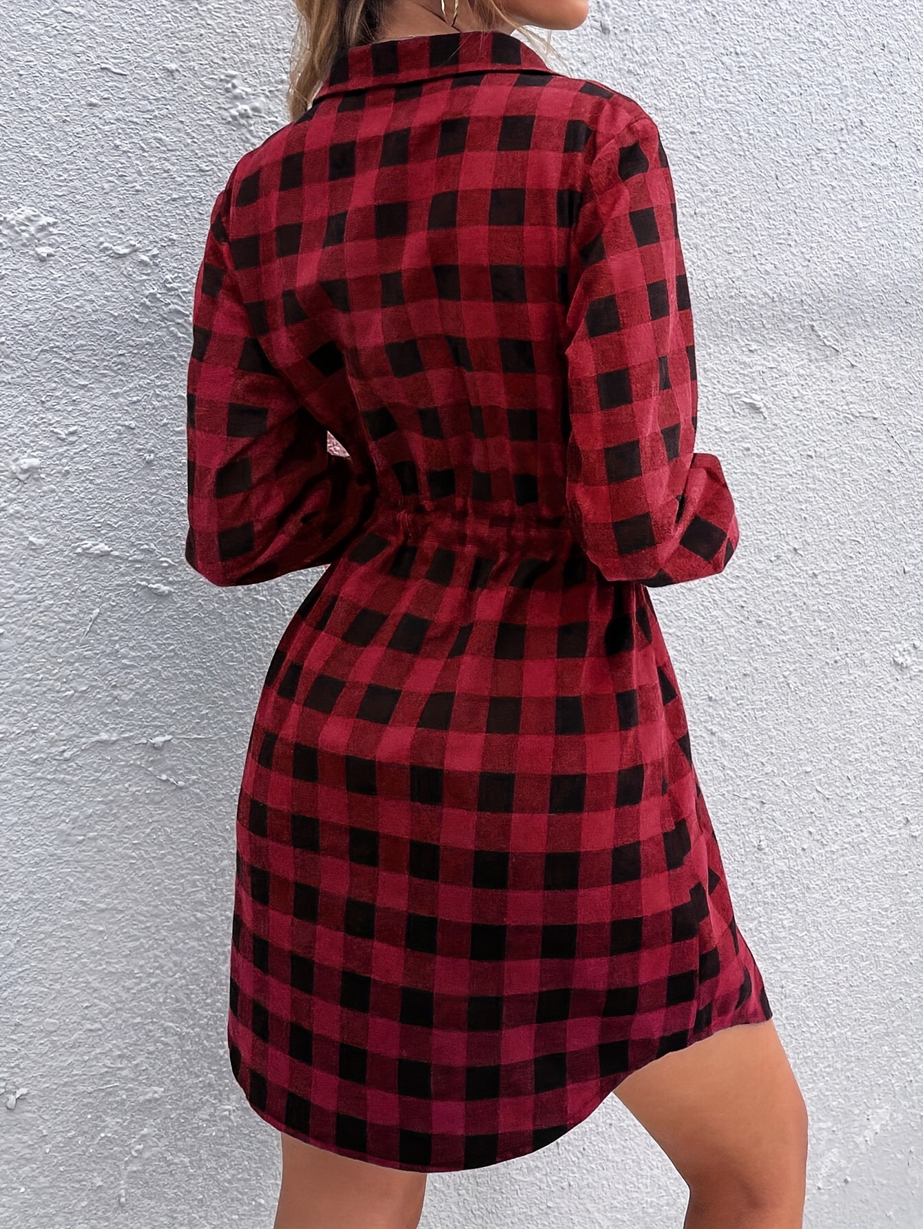 open lace back dress Untuckit | Stretch Cotton Stewart Plaid Cassie Shirt Dress main image 1