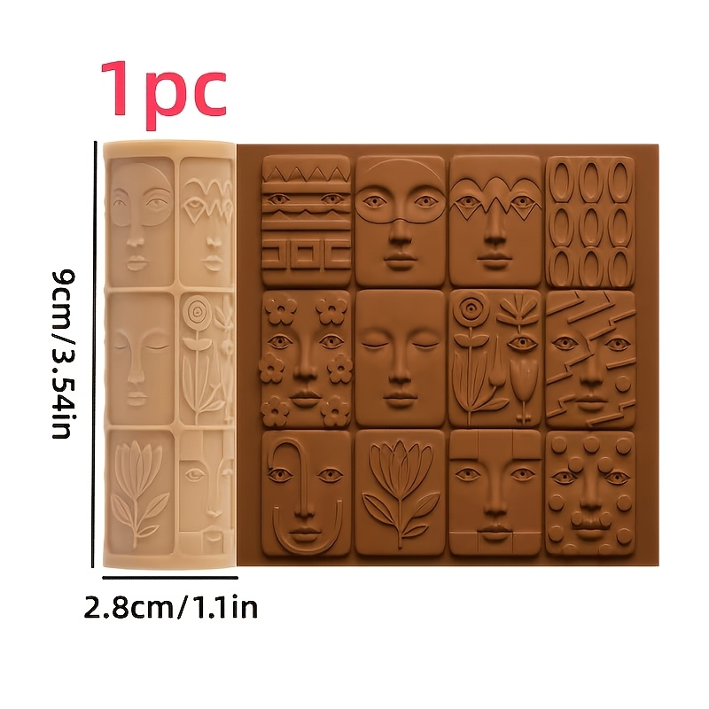 TEMU 1pc Face And Pattern Texture Embossing Roller - Face And Pattern Texture Tool, Suitable For Cup Coasters, Ceramic, Pottery, Sculpture, Weaving,