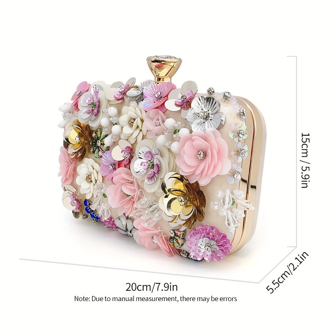 TEMU Flower Bag Single Shoulder Crossbody Bag Cheongsam Bag Fairy Hand-held Bag Banquet Bag Bridesmaid Bride Small Square Bag
