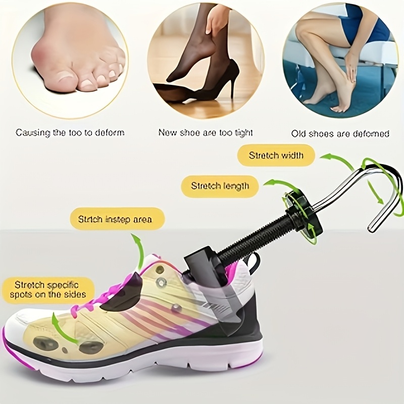 Un juego de estiradores de zapatos diseñados para ajustes de longitud y ancho - Estos expandidores de zapatos ajustables presentan ajustes en cuatro direcciones y están hechos de plástico duradero, ideales para reparaciones de zapatos, reajuste y el cuidado general de los zapatos