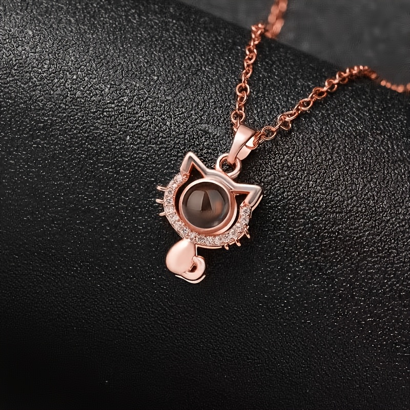 TEMU Collier de projection de chat photo personnalisé de couleur, pendentif de projection imprimée de chat de compagnie