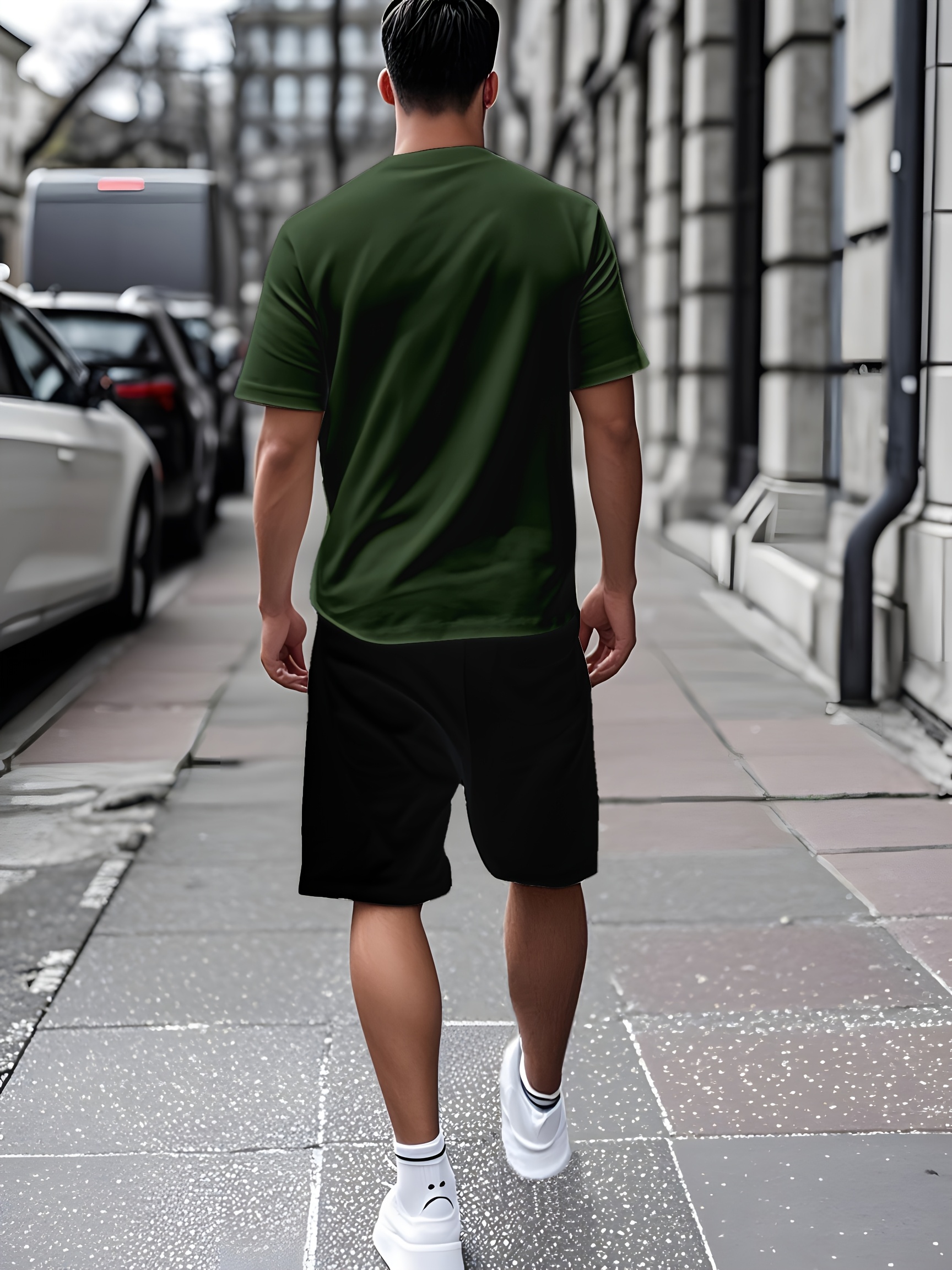 Leopard Print 3D Men's Casual Sportswear Set - Breathable Polyester Knit Fabric, Crew Neck Short Sleeve T-Shirt and Shorts Combo, Regular Fit for All Seasons