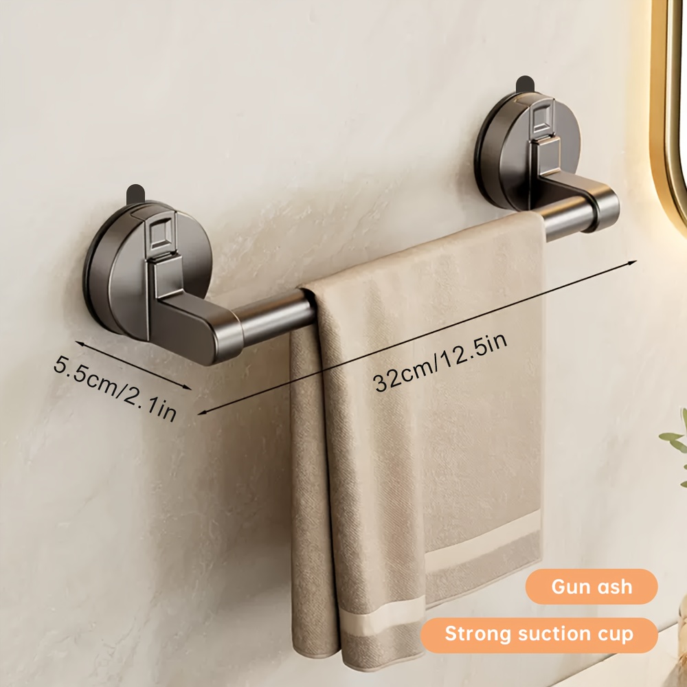 TEMU 1 Toallero de pared cromado de estilo moderno con ventosas fuertes, espacial y base de ABS, no requiere alimentación, opción para baño, regalos