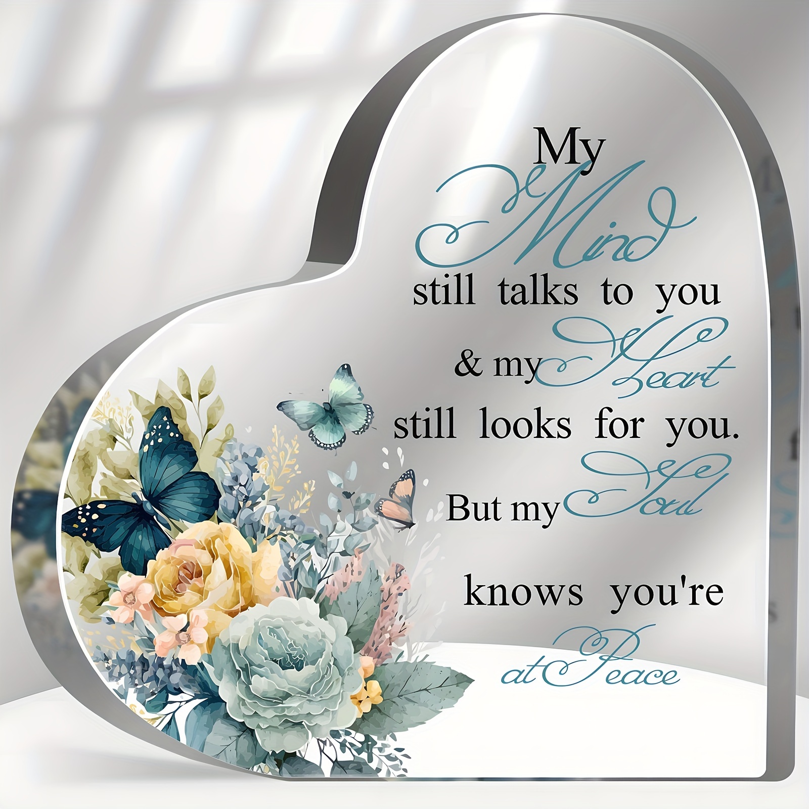 

Butterfly Memorial Plaque - Sympathy & Bereavement Gift For Loss Of , Acrylic Home Decor Sign For Father, Mother, Husband, Wife