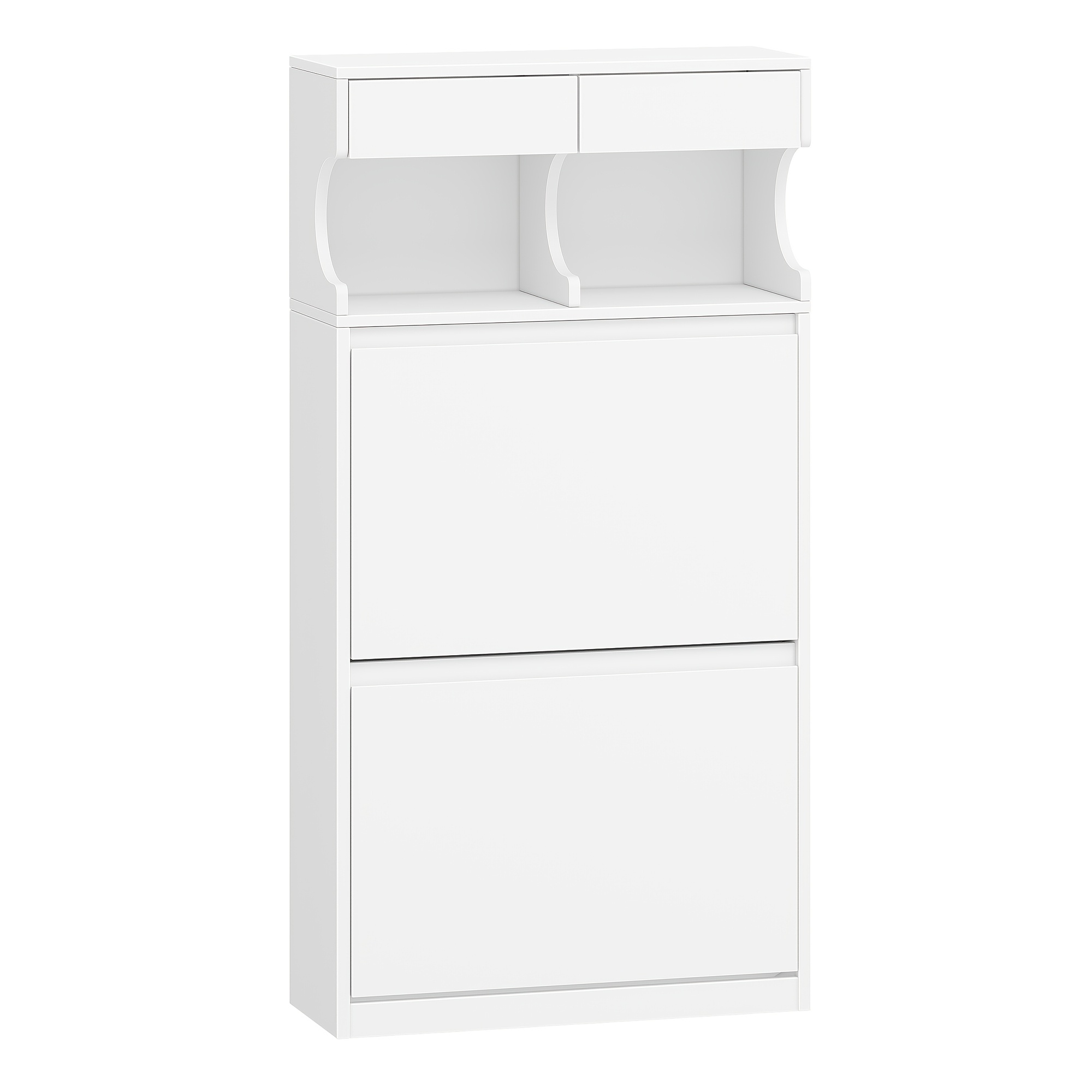 Shoe Cabinet, Shoe Rack, Slim, Adjustable, Shoe Cabinet For Entrance, Hallway, Wardrobe, 12 Pairs, 2 Flaps (60 W Cm), White