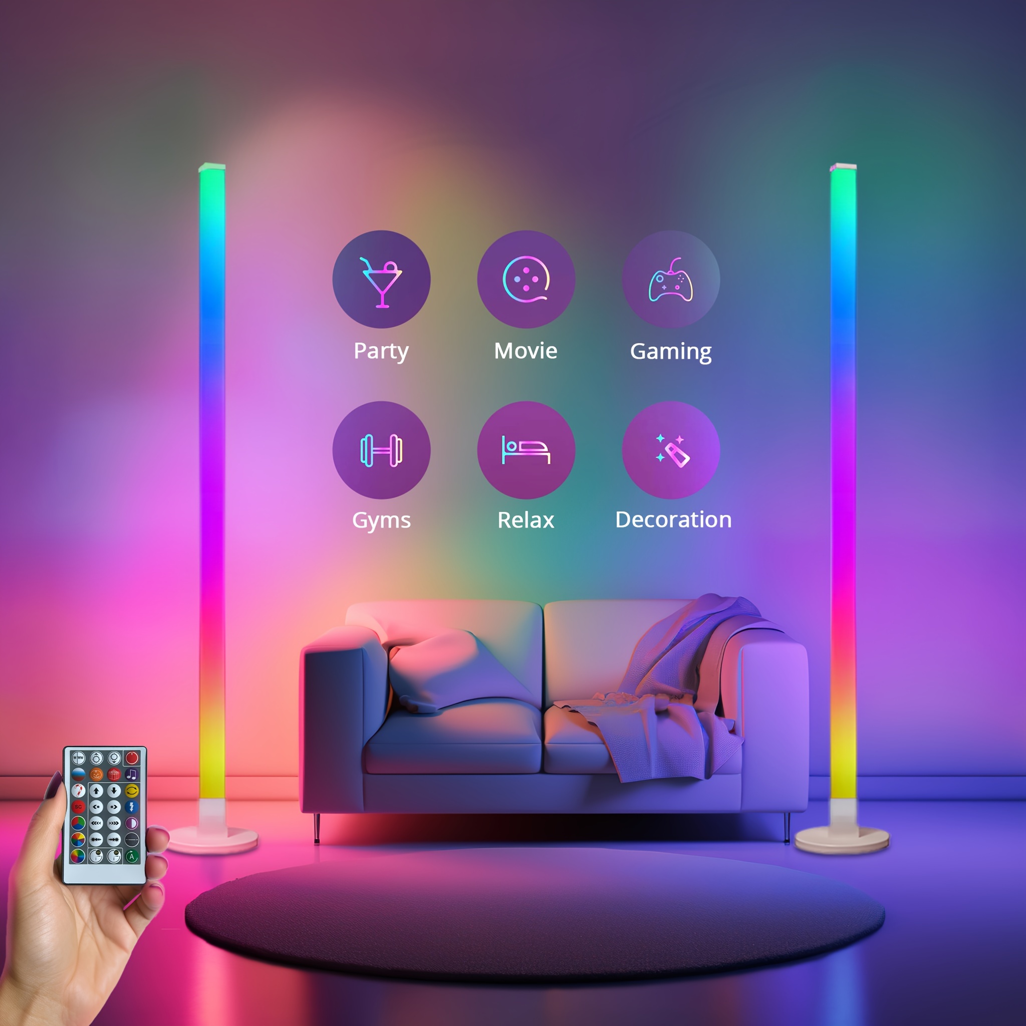 Smart LED Lampe Gaming, Lampe LED 360° RGB Musique Sync Lumiere