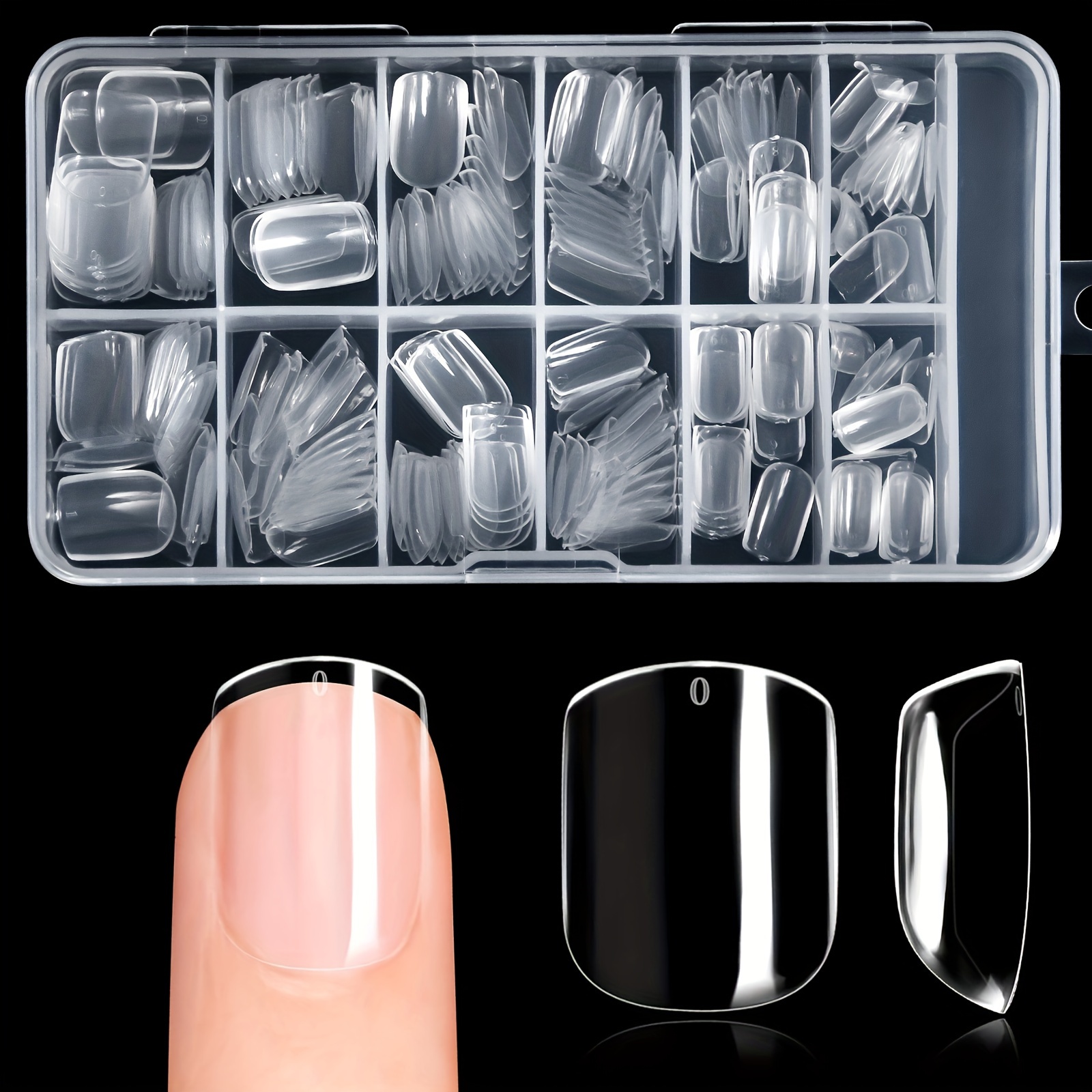 

240pcs Transparent Short Square Acrylic Nail Tips - Pre-shaped Glossy Full Cover Press On Nails With Nail Extension For Home Diy And Salon Manicure