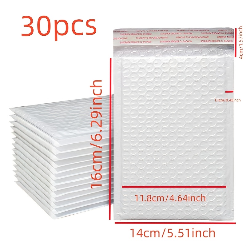 30pcs White Pearlescent Film Bubble Mailers, Suitable For Transportation Pearlescent Film Bubble Mailers