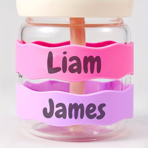 personalized bottle label custom water bottle name tag reusable silicone cup sleeve personalized silicone bottle cover gift for friends school or summer camp silicone cup sleeve