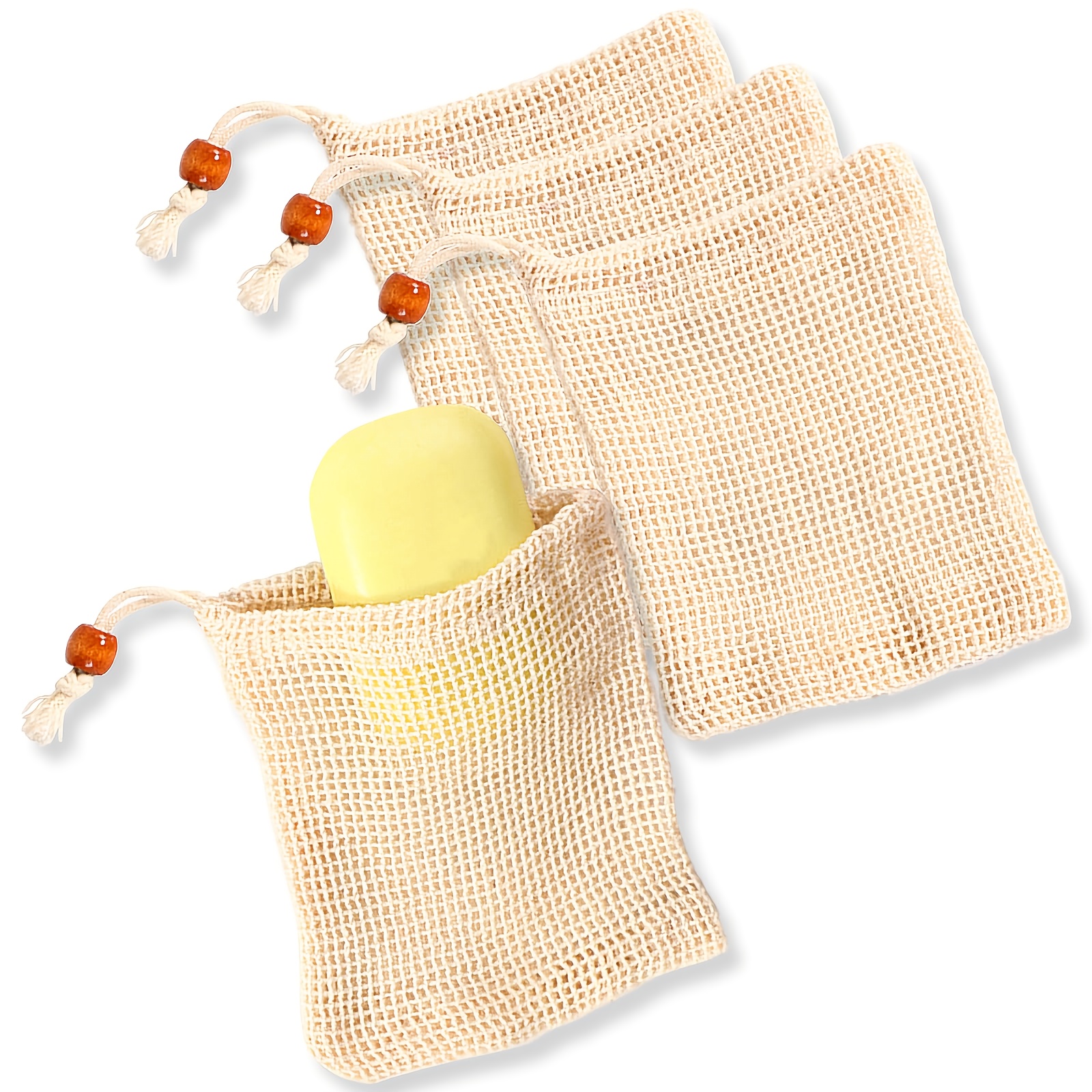 

4-pack Hypoallergenic Mesh Bags, Reusable Soft & Breathable Soap Pouches For Shower & Bathroom, Soap Foaming & Drying, Bags