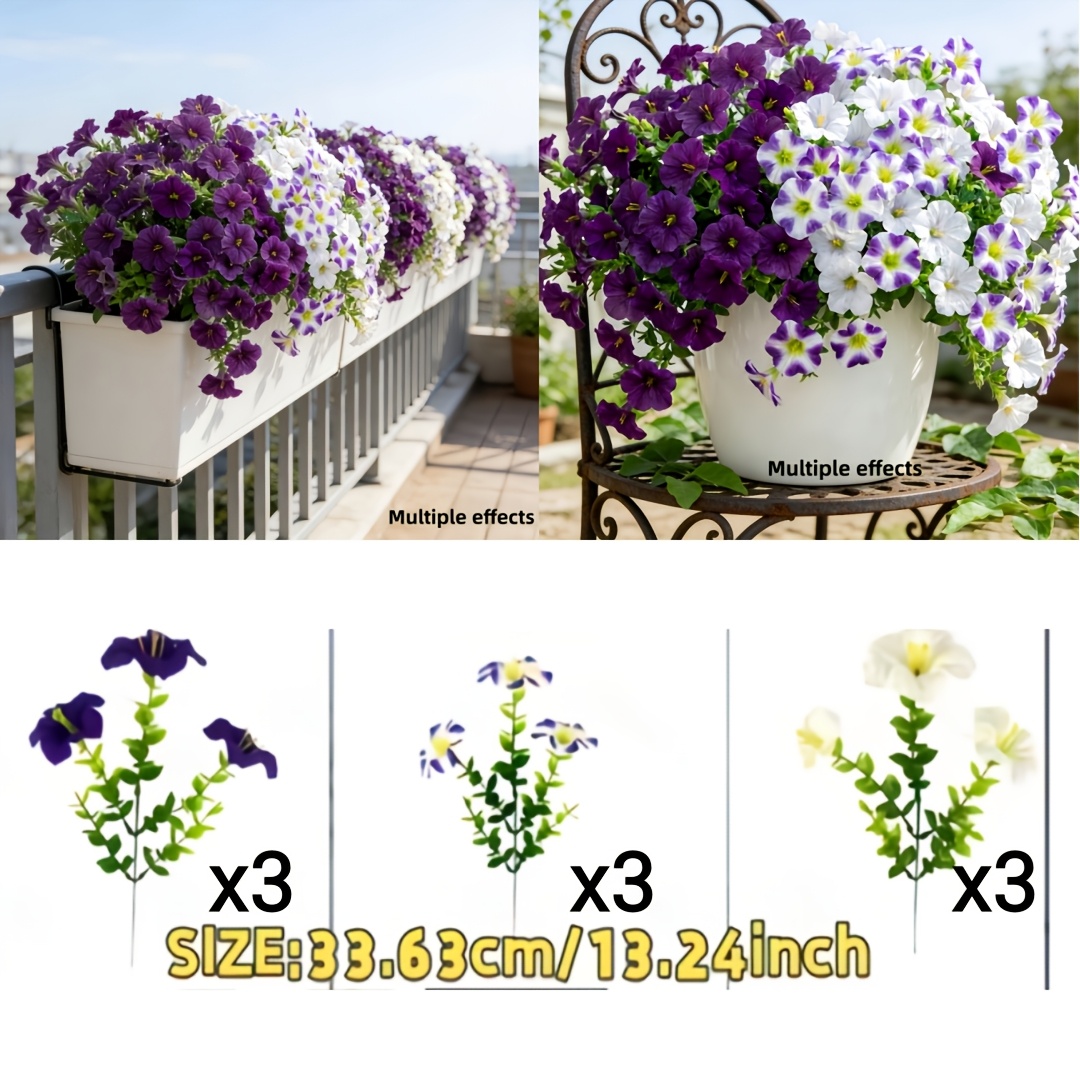 Image of 27 Flowers = 9 Bunches High-quality Artificial Flowers, 3pcs Deep Purple + 3pcs Purple And White Combination + 3pcs White. Realistic Shaping, High-end To Create A Luxurious - Maintenance-free