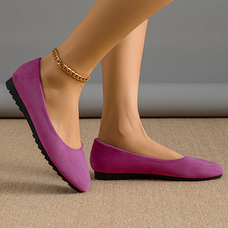 solid color flat shoes women s comfy round toe slip shoes