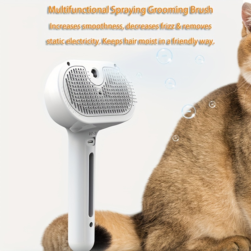 Spazzola a vapore per gatti e cani, 3 in 1 Cat Steamy Brush con serbatoio  dell'acqua, Spazzola per peli di gatto con vaporizzatore, spazzola  autopulente per gatti con vapore per capelli lunghi/corti 