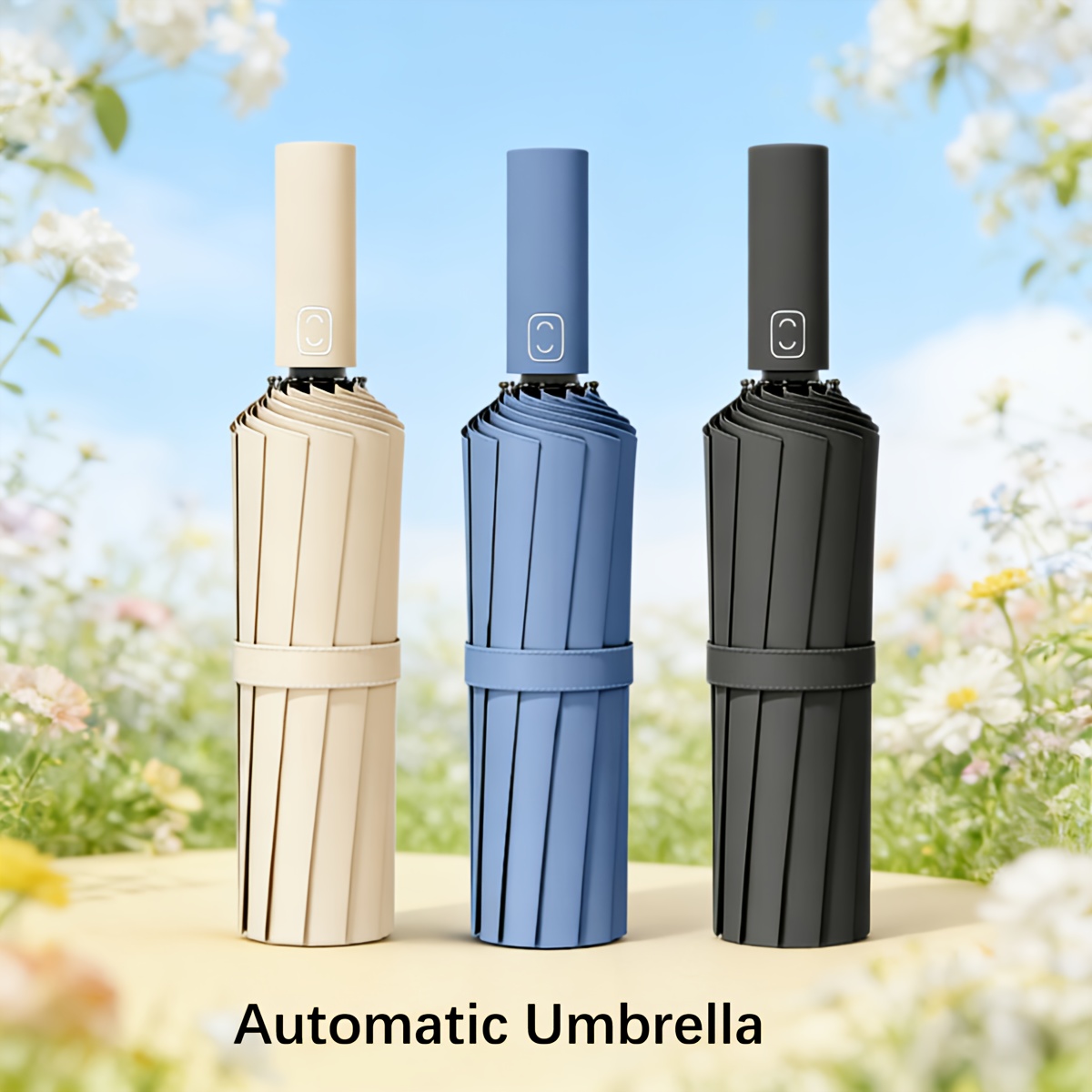 item picture automatic folding large high quality umbrella with     and easy to open close reinforced fiberglass frame suitable for   entertainment travel work school compact umbrella christmas gift