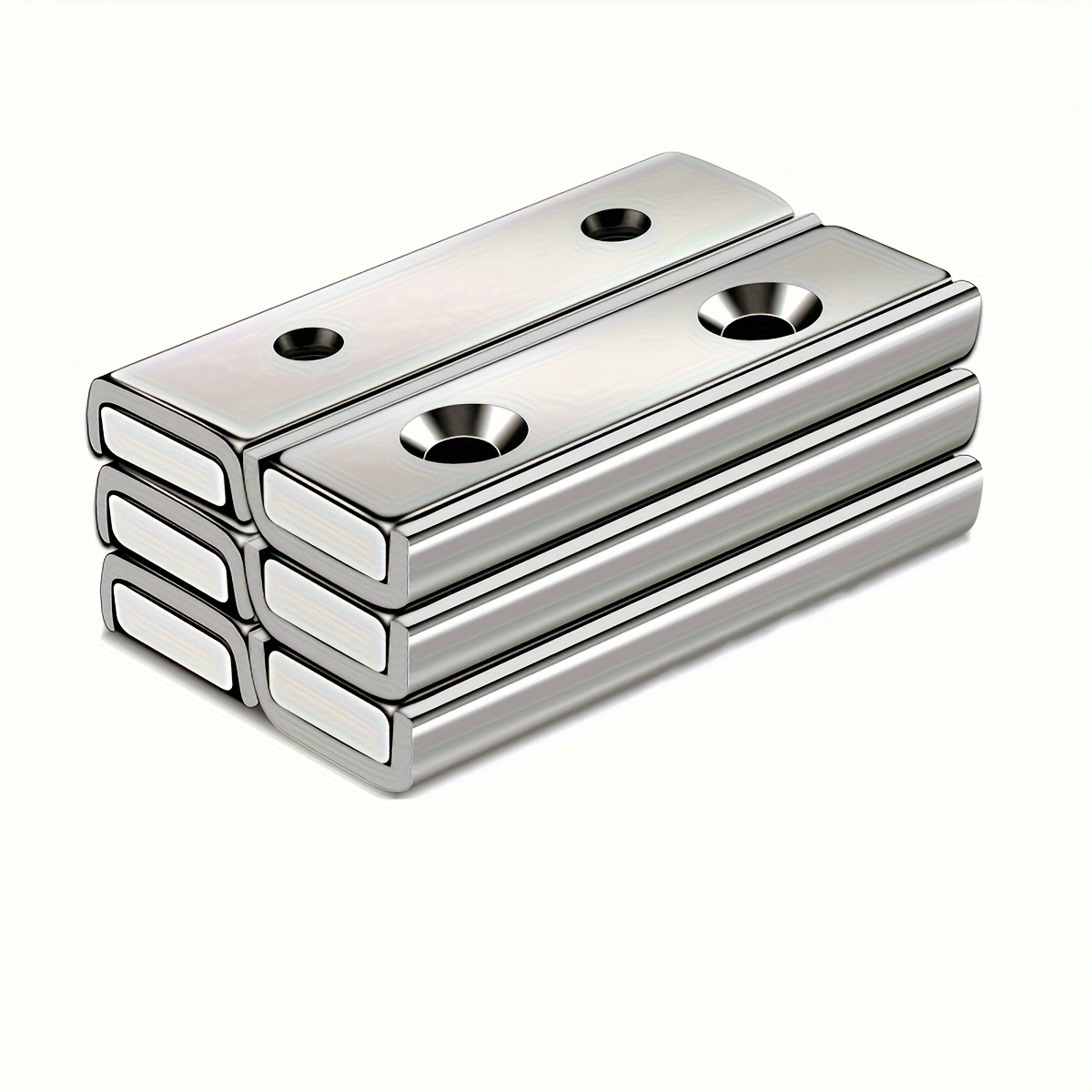 

6-piece Set Of Neodymium Rectangular Pot Magnets, 30x15x5mm, Double-hole, Heavy-duty With Countersunk, Magnets For Wall Mounting - Xiongchuci Brand