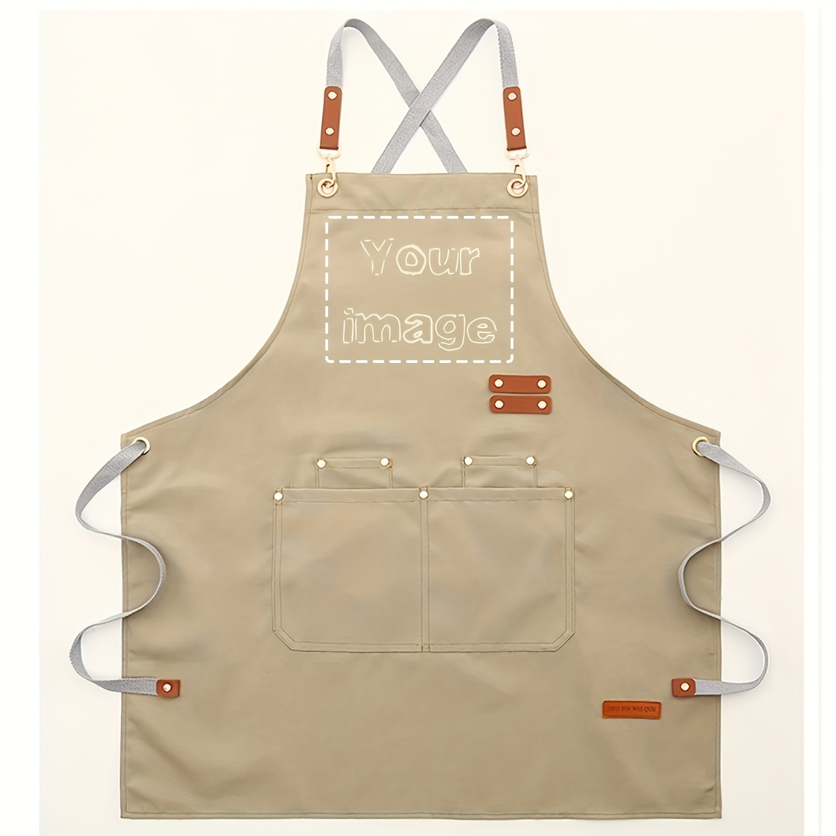 TEMU 1 delantal con personalizable de color sólido, adecuado para restaurantes, cafeterías y jardinería, delantal de tela de lona de calidad y fácil