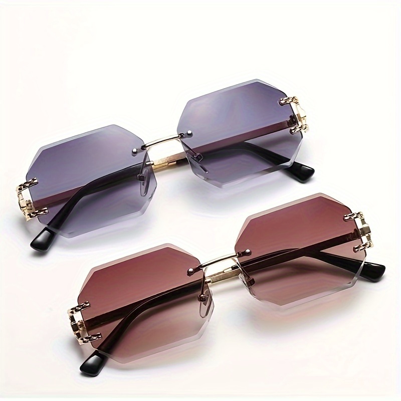 

Chic Rimless Gradient Fashion Glasses For Women - Oversized, ,