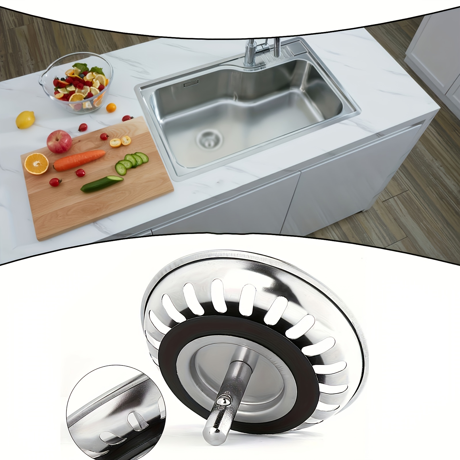 

[1pc Égouttoir de cuisine en acier inoxydable] 1pc Égouttoir de cuisine, filtre de drainage en acier inoxydable 316, avec de panier à retirer, pour un drainage efficace