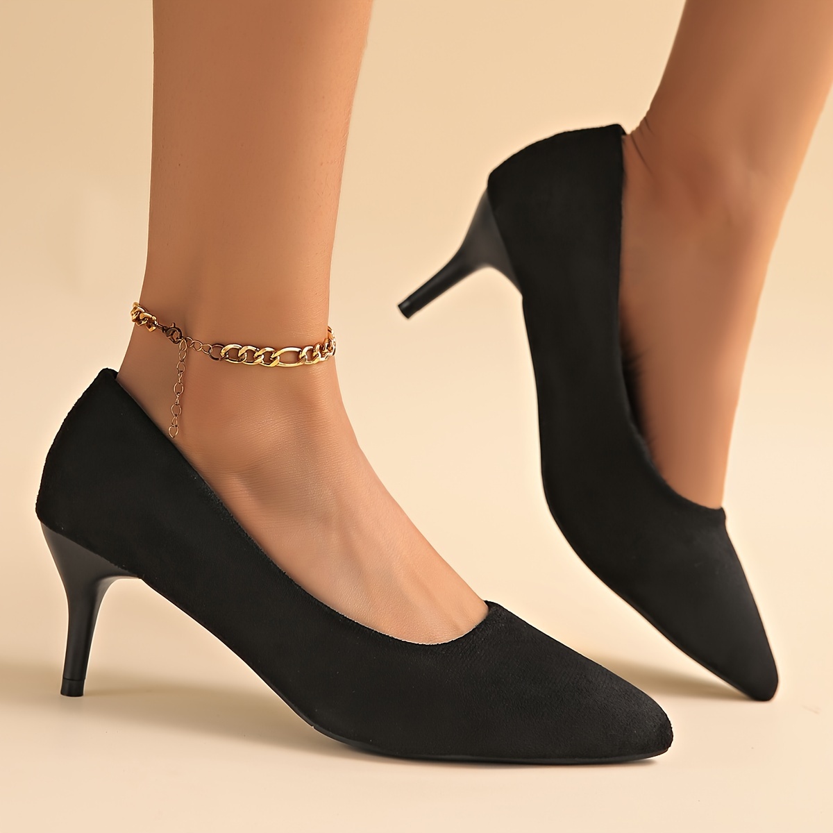 Women's Pointed-Toe Stiletto Heels High Heel Cover Black Dress  Shoes, Lightweight Comfortable Office Formal Attire with Durable PU Sole f