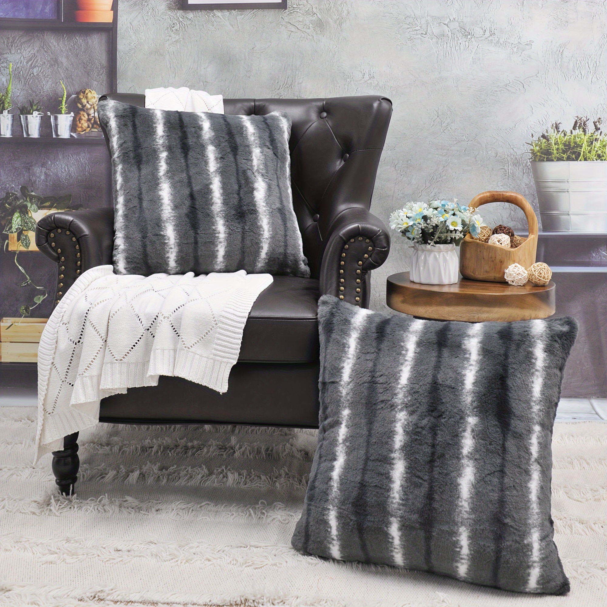 Fuzzy gray pillow new arrivals