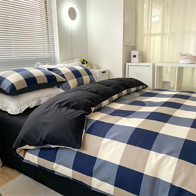 TEMU 2/3pcs Plaid Texture Duvet Cover Set, 1 Duvet Cover   1/2 Pillowcases, Pillow Inserts Not Included, Suitable For Hotels, Machine Washable For