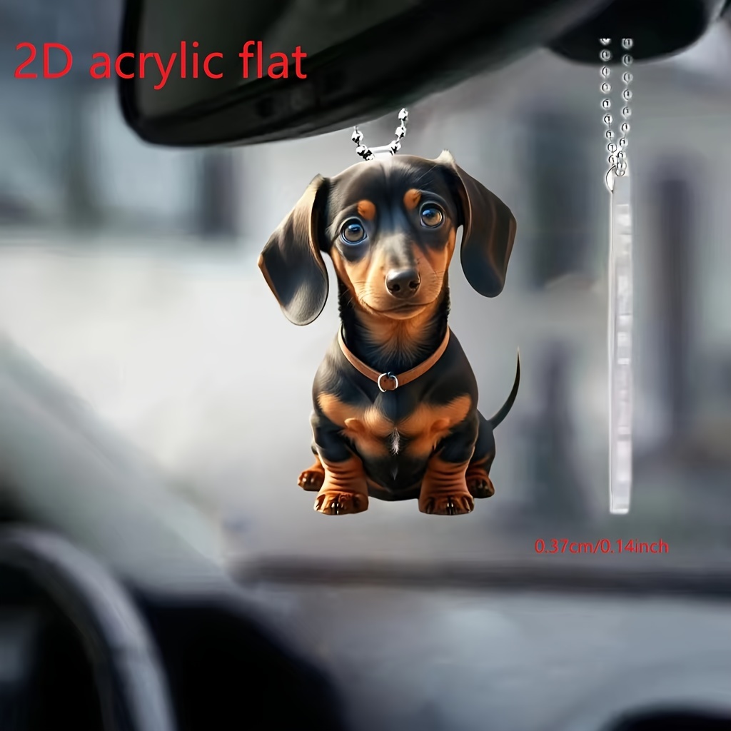 

1pc 2d Acrylic Cute Dog Car Rearview Mirror Decorative Pendant, Bag Keychain Pendant, Home Decoration Pendant, Holiday Decoration Pendant