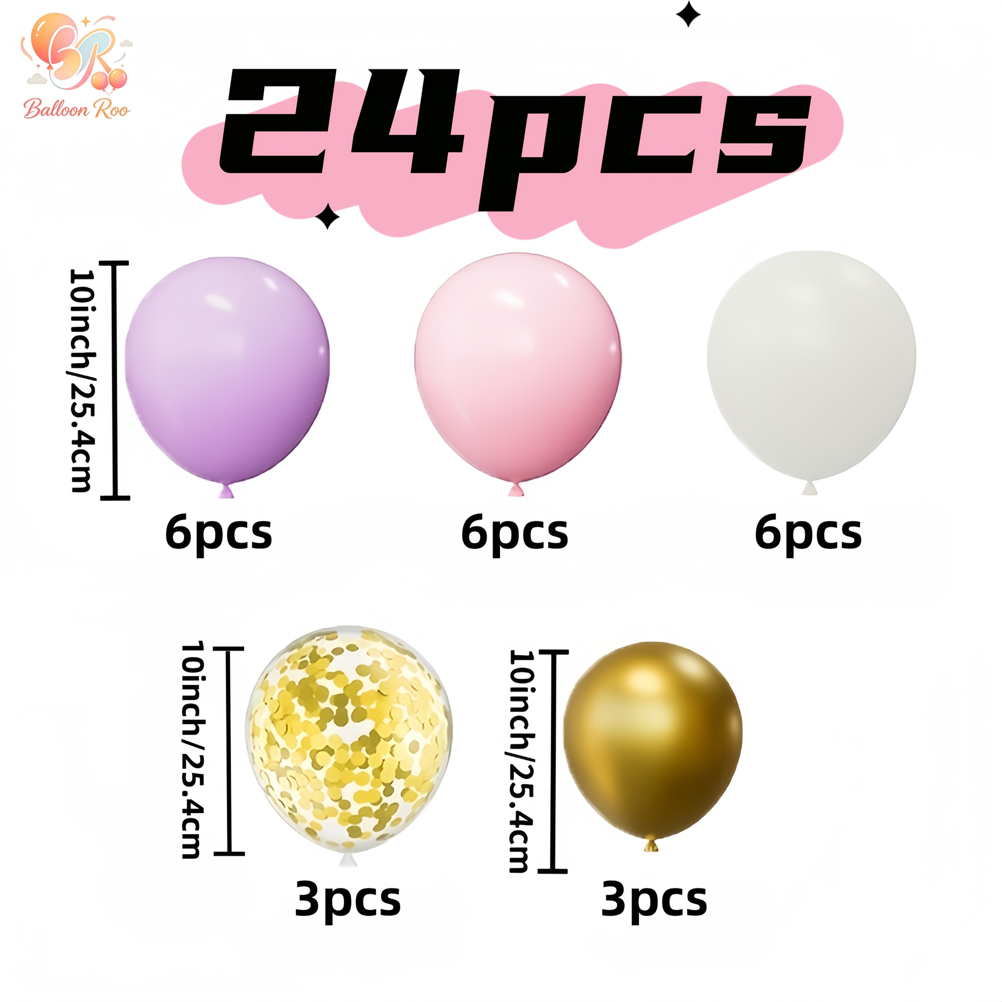 TEMU 24 piezas de de globos de látex de metal en lavanda, , rosa y , globos con dorado, ideales para , , despedidas de soltera, decoraciones de