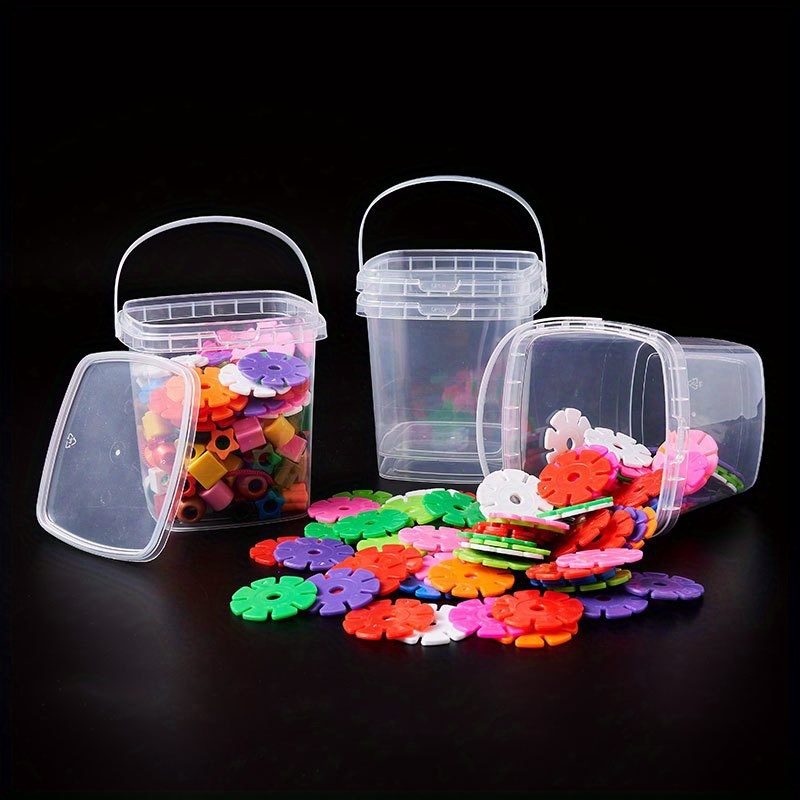 6pcs Mini Square Plastic Buckets with Lids and Handles
