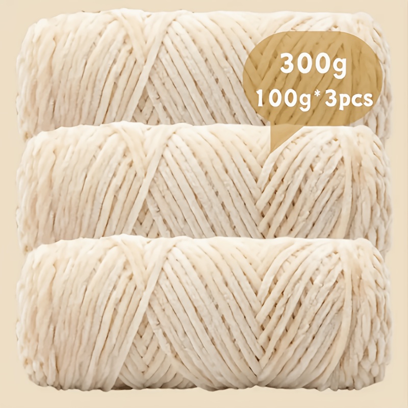 TEMU Luxury Chenille Yarn 3pcs Set (300g/10.58oz) Soft Non Zip - Ultra Friendly Velvet Yarn, Suitable For Crocheting Blankets, Cushions, Jackets,
