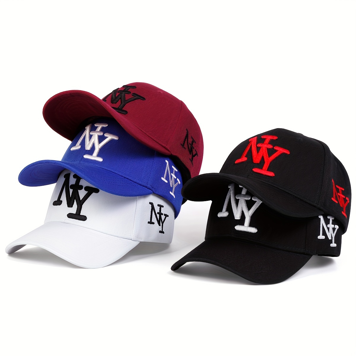 

1pc Unisex Sunshade Breathable Adjustable Baseball Cap With Ny Letter Embroidery For Outdoor Sport