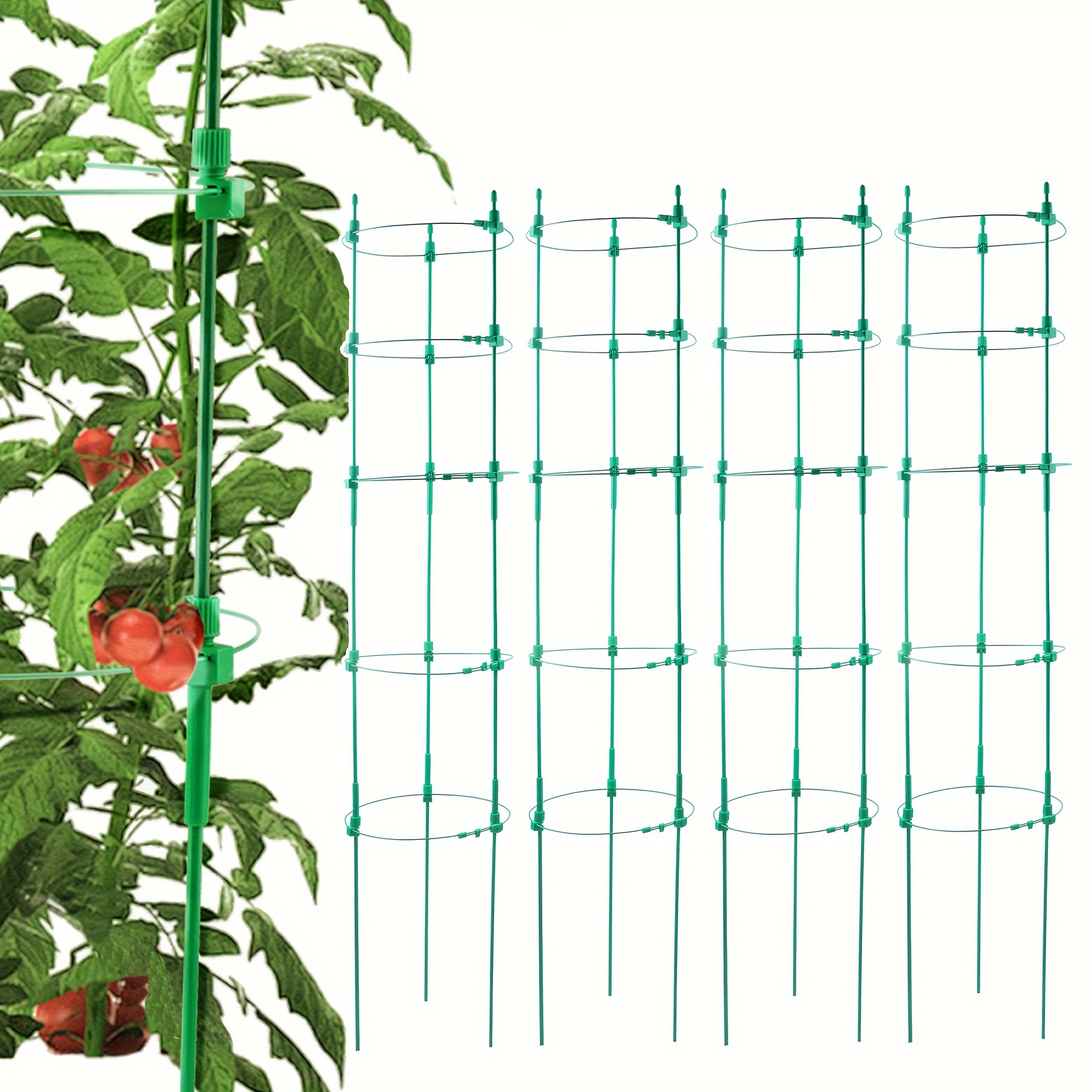 

Upgrade Tomato Cage For Garden, 53 Inches 4 Pack Adjustable Tall Tomato Plant Support Cages, Tomato Stakes Garden Trellis For Vegetables, Climbing Plants, Cucumber, Flowers, Fruit