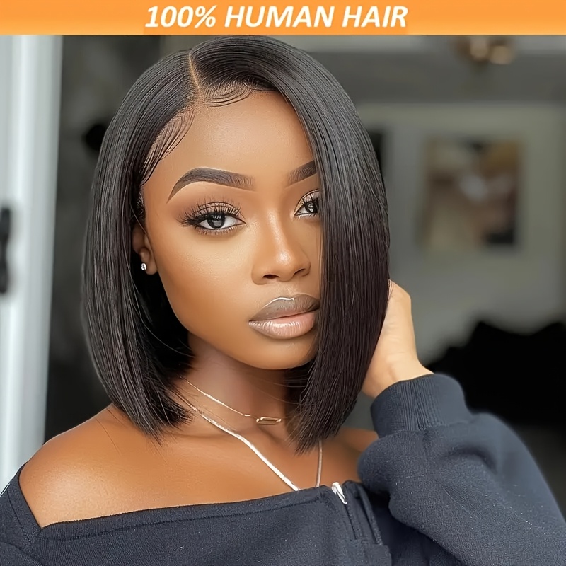 glueless brazilian human hair wig for women 150 density straight 5x5 hd transparent lace front with hairline knots details 6