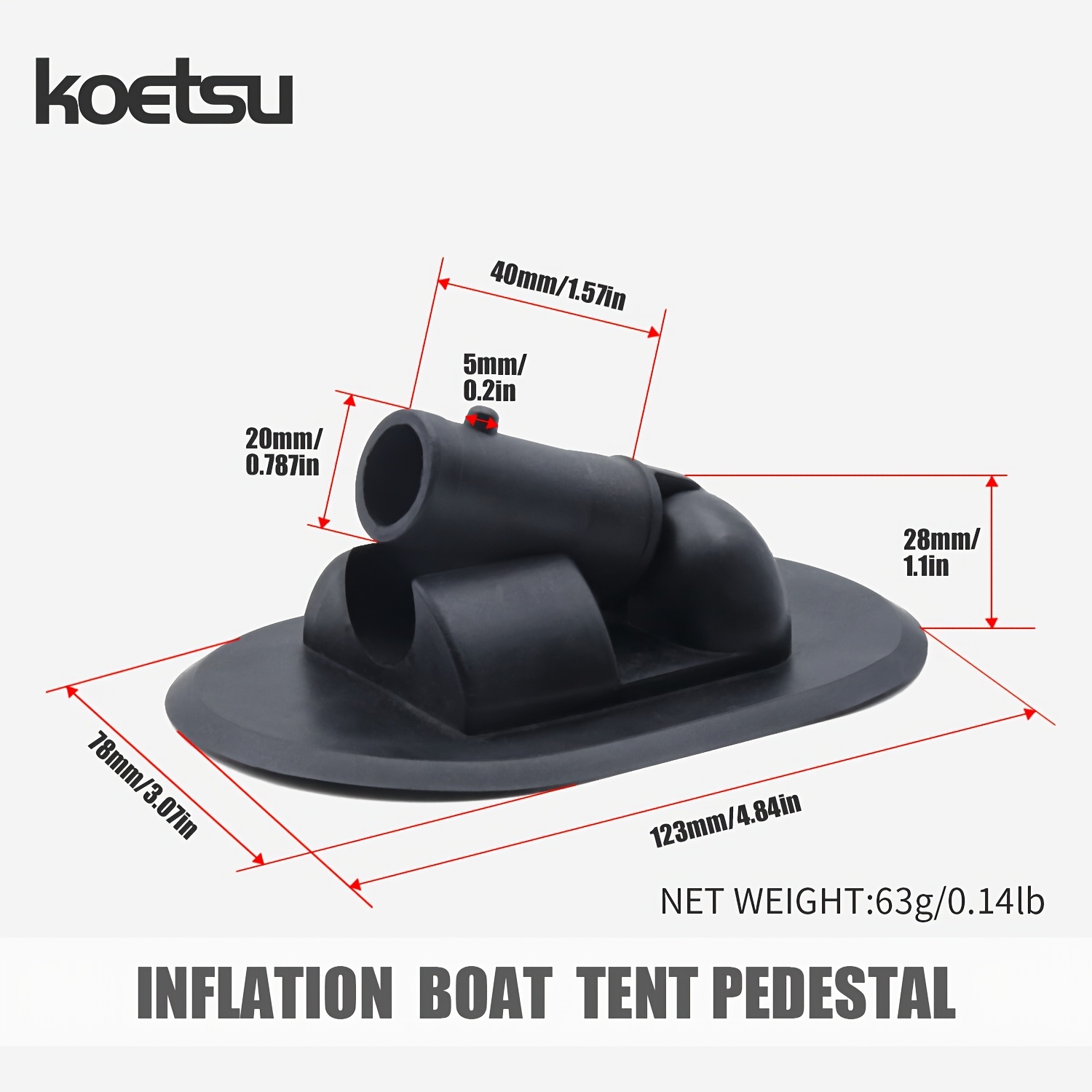 Image of 1pc Koetsu Pvc Inflatable Boat Tent Pedestal, 180 Degree Rotatable Kayak Canopy Mounting Base, Universal Sunshade Stand For Rowing And Speed Boats