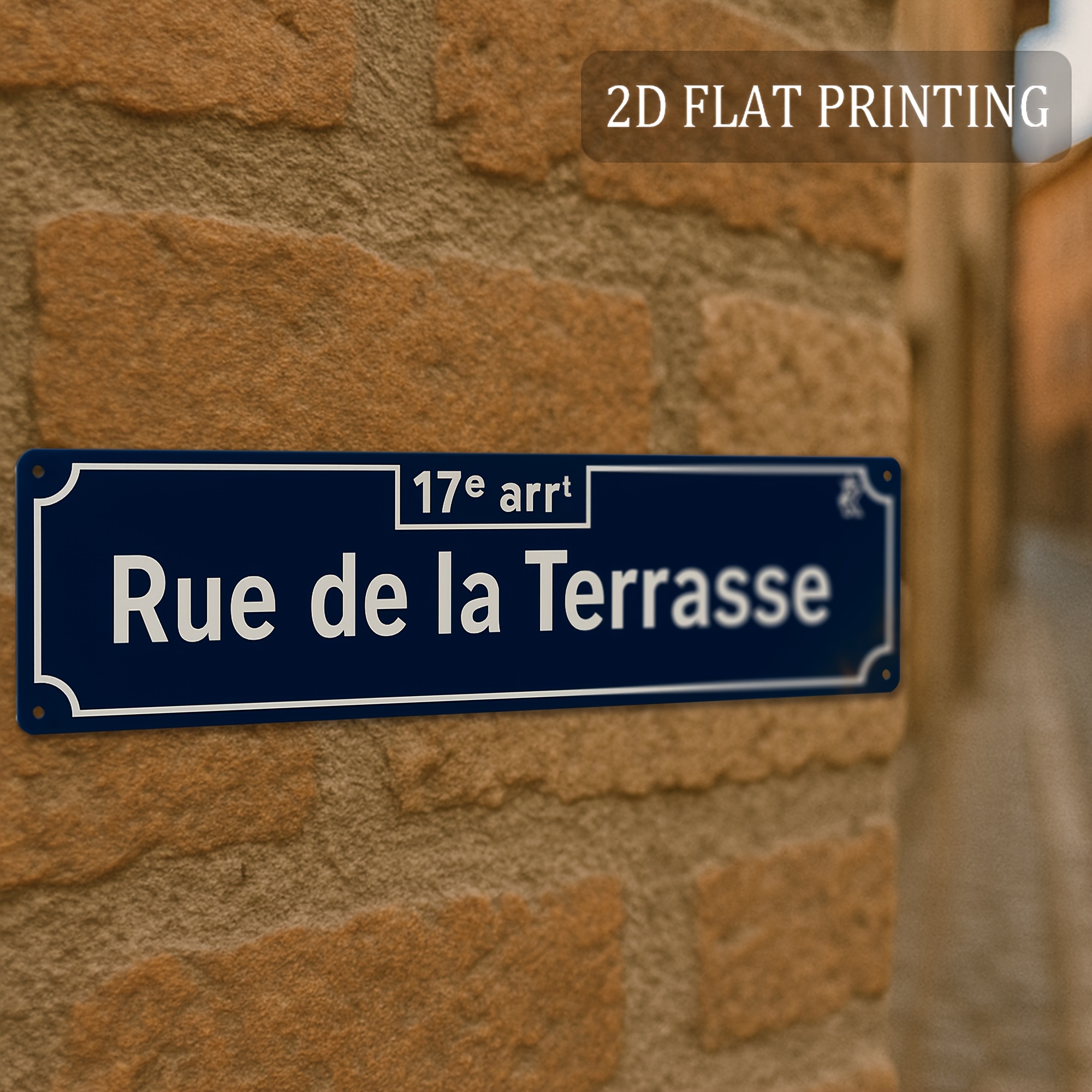 E-shop 2D Flachdruck Aluminium, ., "Rue De " Aluminium Wandschild (40.64Cm X 10.16Cm), Außendekoration, Französisches Straßenschild, Kleine