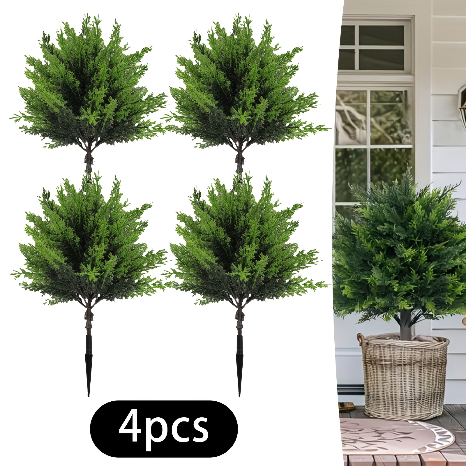 24 Zoll Künstlicher Zedernbaum Für Garten & Terrasse - Wetterfeste Kunstpflanze Im Herbstlook - 58x60 Cm