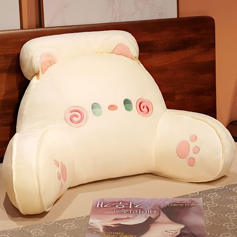 TEMU 【商品名】ソフトポリエステル 猫 リーディングピロー - オフィス、ベッド、ソファに最適 - 愛らしいグレーと白のデザイン、万能ピロー