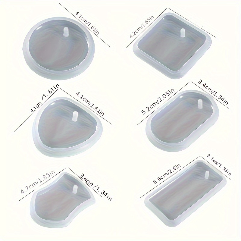 Set Of 6 Pendant Molds, Epoxy Resin Pendant Molds, Geometric Pendant Molds, Square And Rectangular Pendant Molds, Earring Silicone Molds, Keychain Accessory Molds