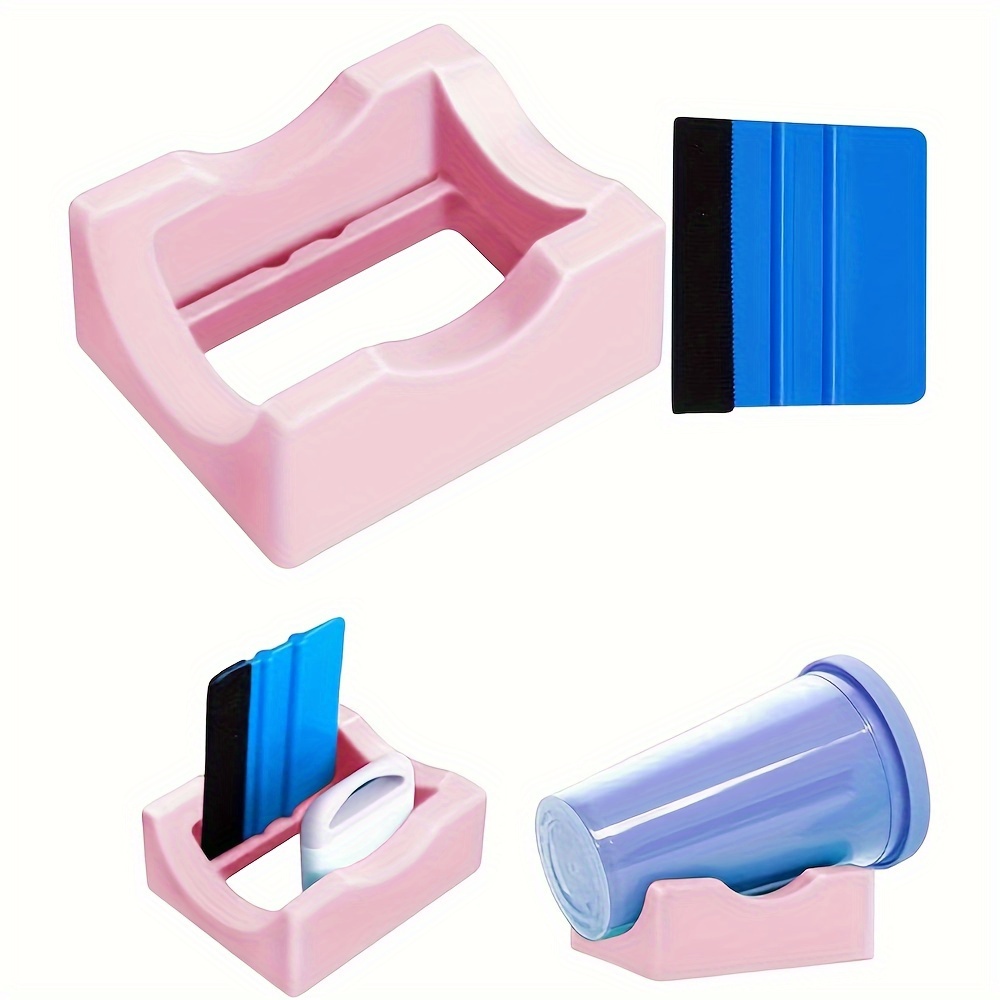 

Silicone Cradle With Built-in Slot And Felt Edge Scraper - Perfect For Vinyl Stickers On Bottles And Glasses - High Durability - No Assembly Required - Suitable For Sports And Outdoor Activities