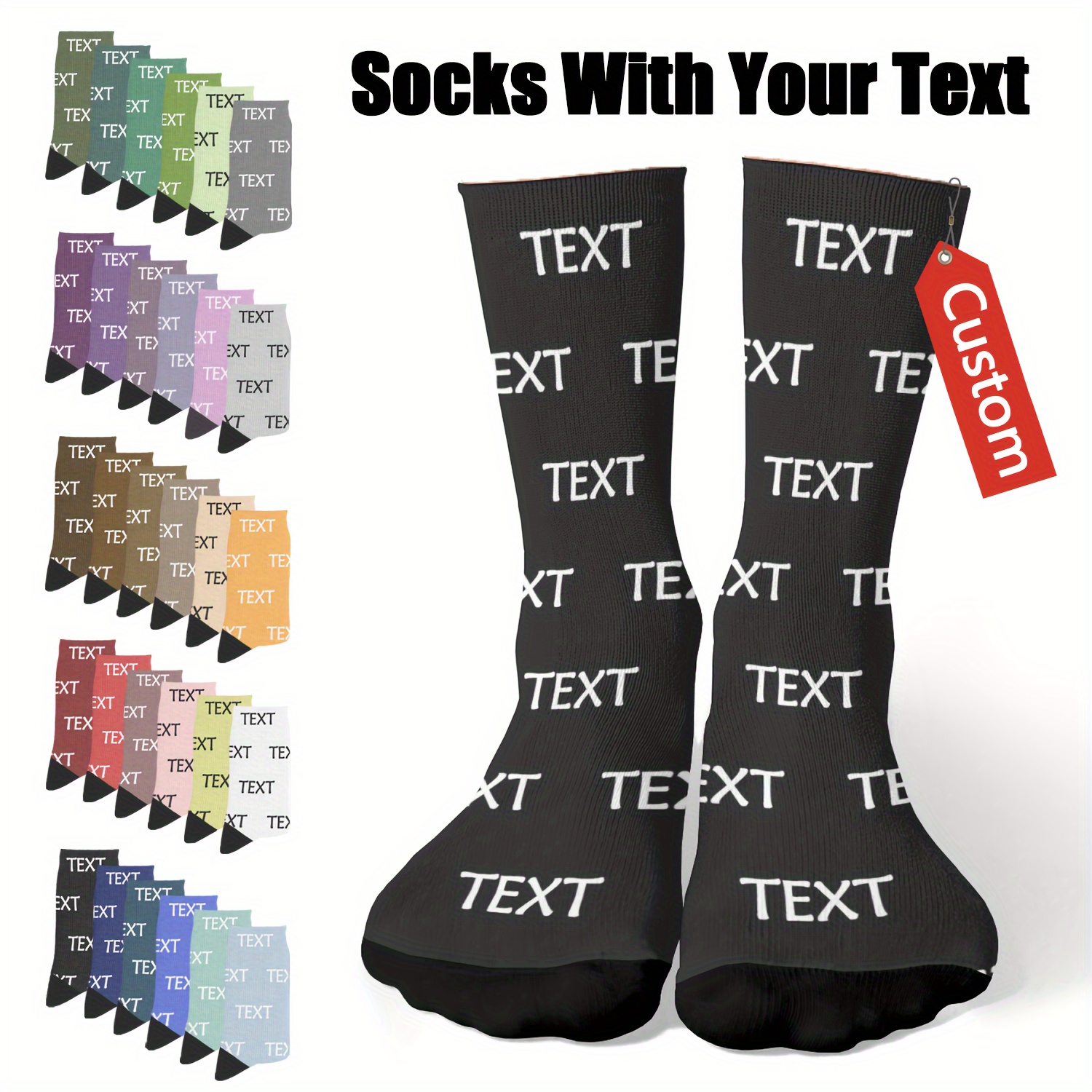 

1 Pair Customized Alphabet Letter Print Socks For Men, Personalized Polyester Knit Fabric, Machine Washable, Unique Gift Idea, Multiple Colors