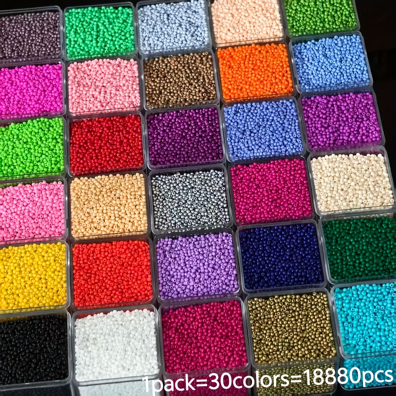 TEMU 18880 Perles de verre tchèque - Perles uniformes de 1,8 mm, 30 couleurs vibrantes - Parfaites pour la création de bijoux, , bracelets, boucles